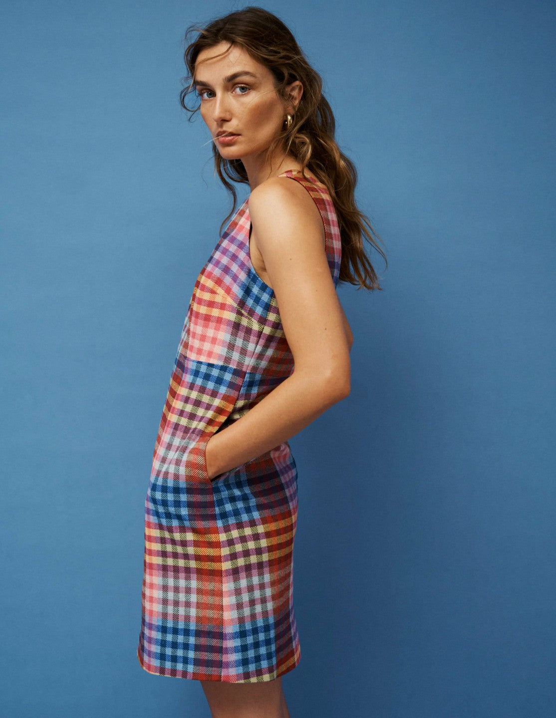 Annie Check Shift Dress-Rainbow Multigingham / Boden On sale