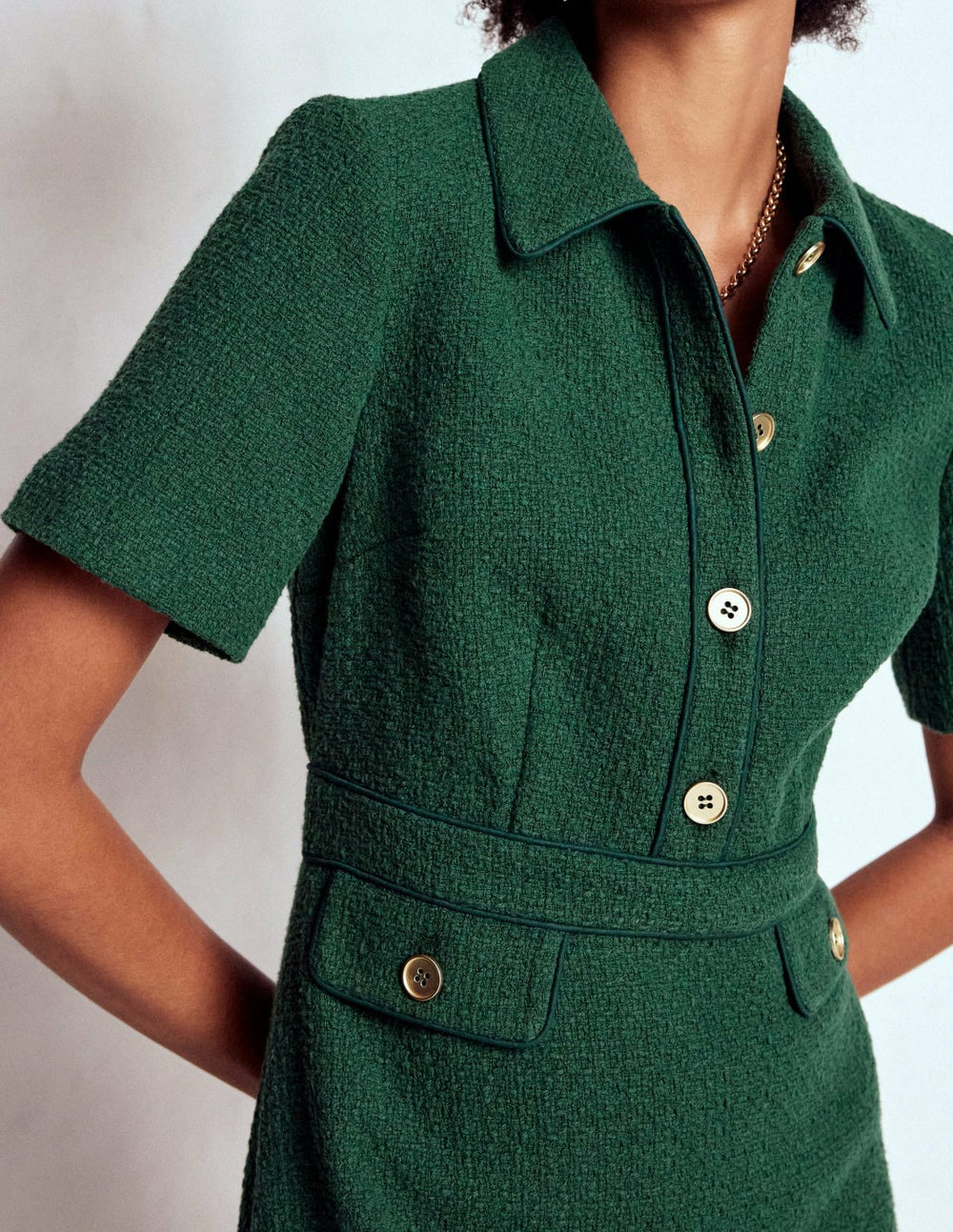 Eda Cotton Shift Dress-Emerald Night / Boden us