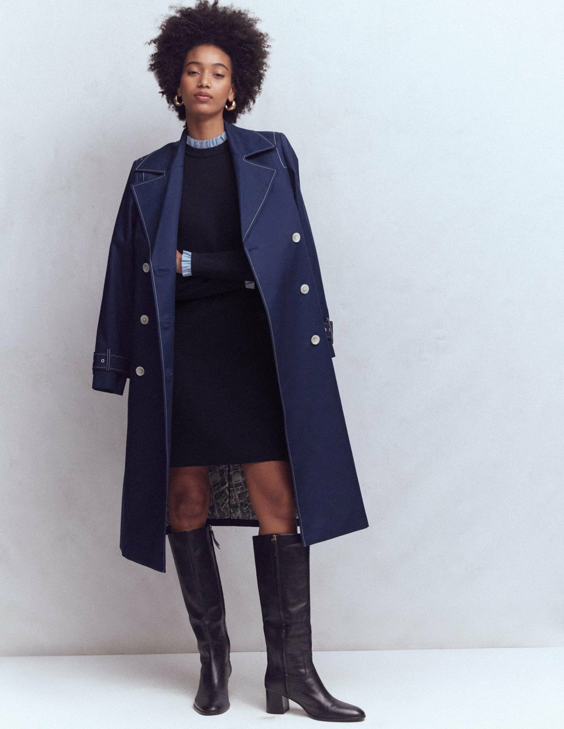 Trim Knitted Dress-Navy / Boden