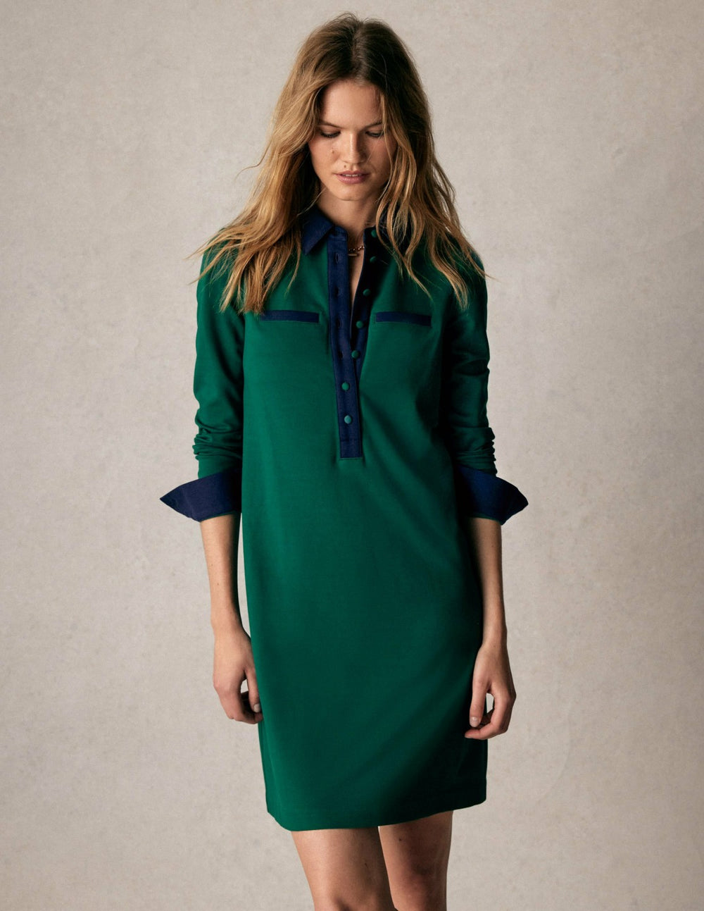 Georgina Ponte Dress-Green and Navy / Boden Sale