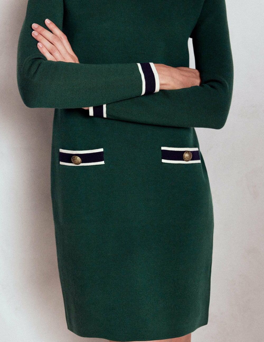 Holly Knitted Shift Dress-Emerald Night / Boden Outlet