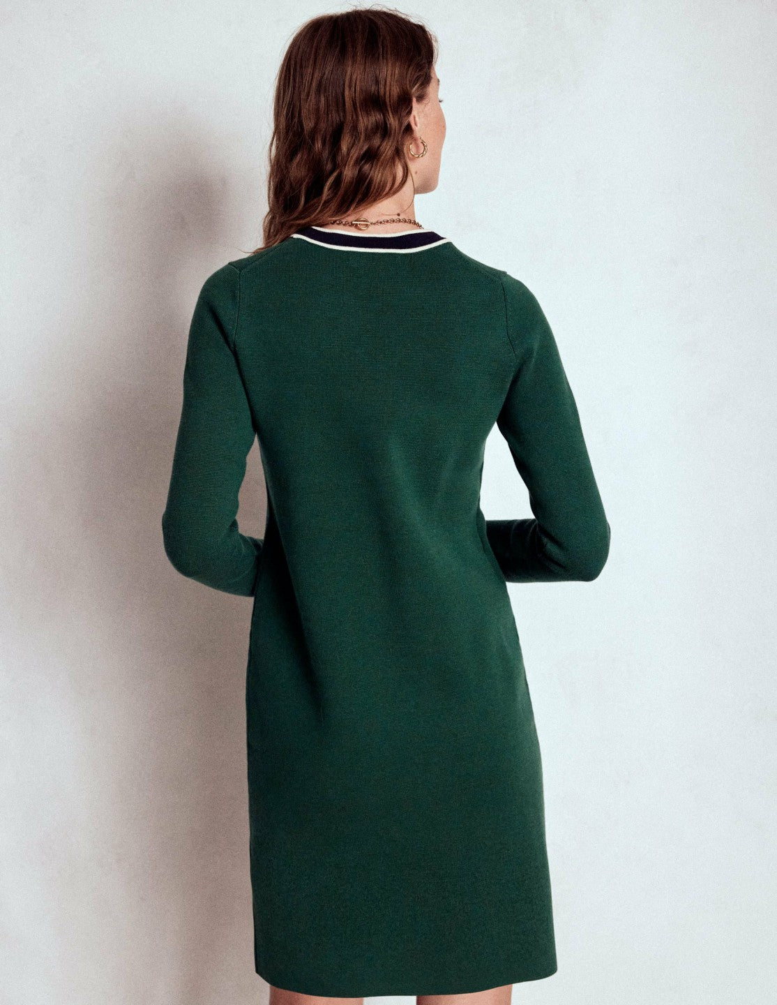 Holly Knitted Shift Dress-Emerald Night / Boden Outlet