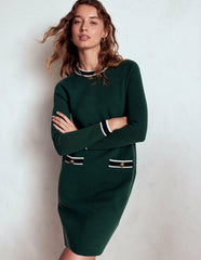 Holly Knitted Shift Dress-Emerald Night / Boden Outlet