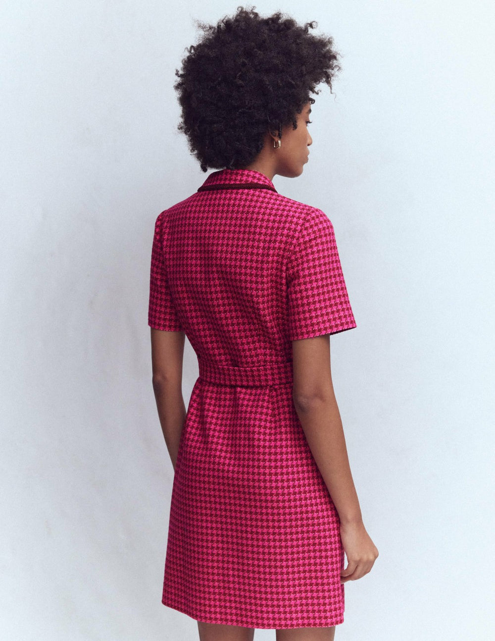 Loren Trim Short Dress-Red & Pink Dogtooth / Boden Discount