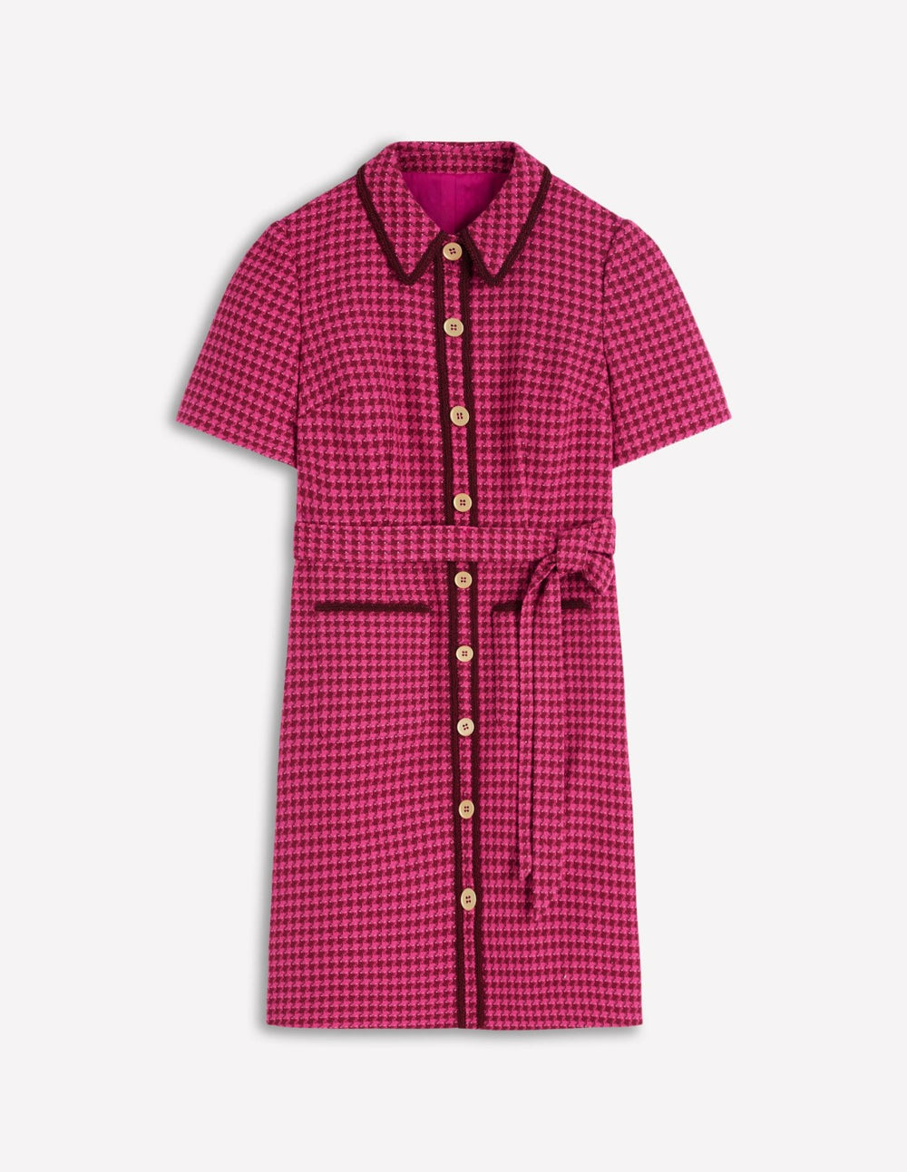 Loren Trim Short Dress-Red & Pink Dogtooth / Boden Discount