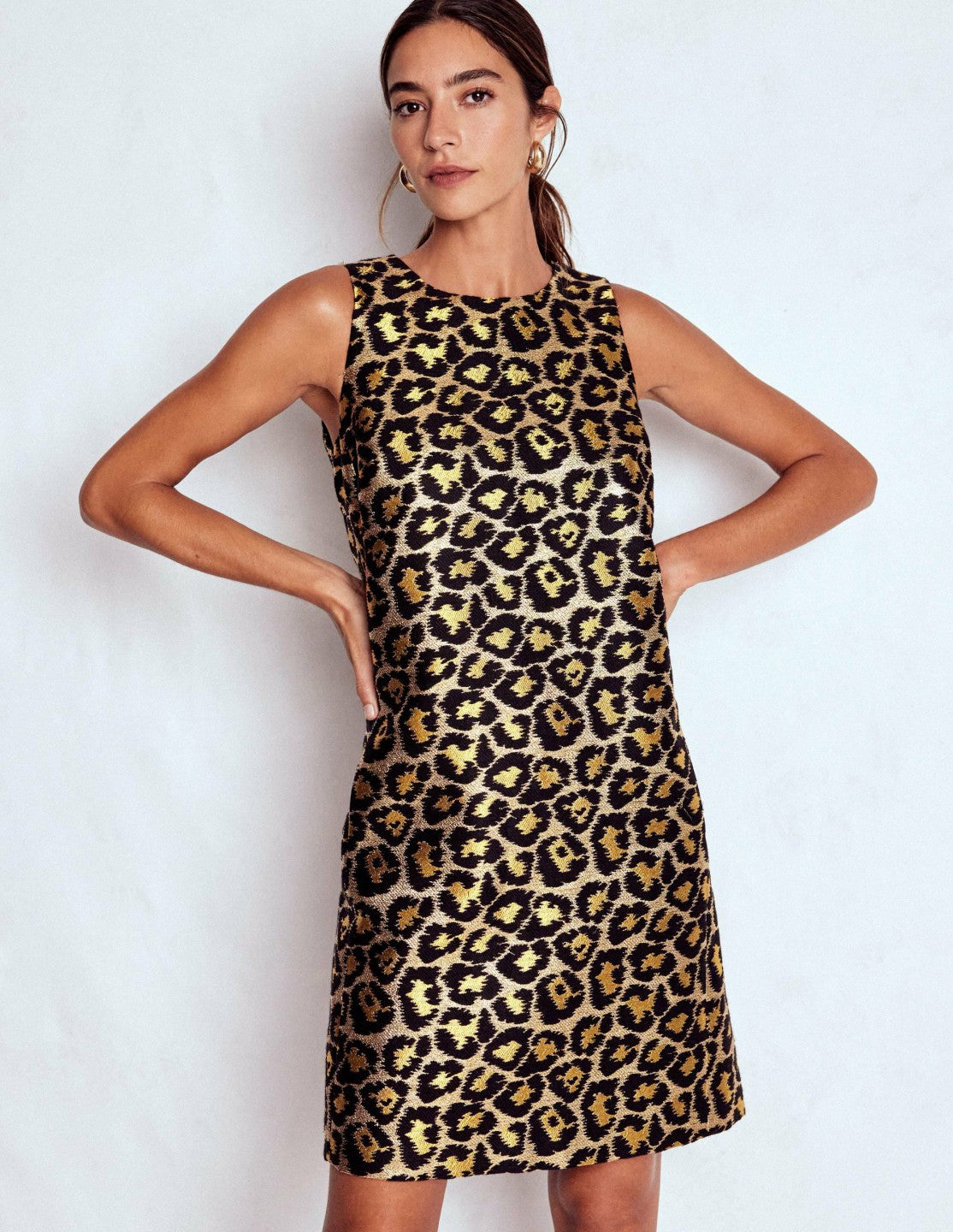 Metallic Leopard Shift Dress-Metallic Leopard / Boden us
