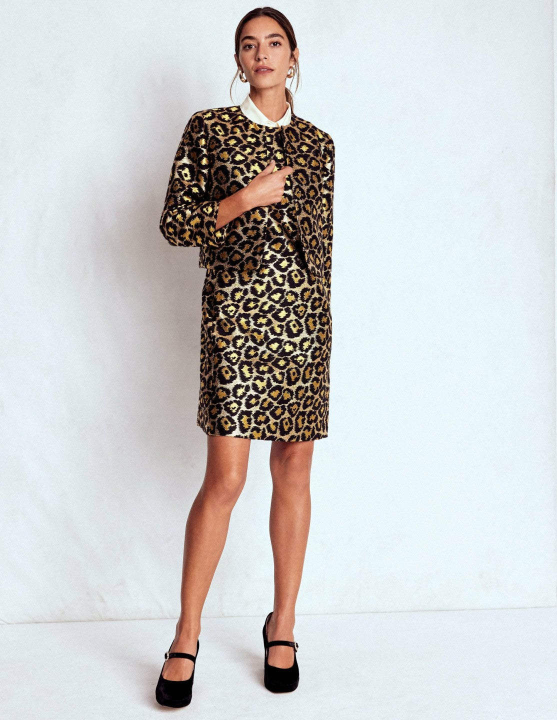 Metallic Leopard Shift Dress-Metallic Leopard / Boden us