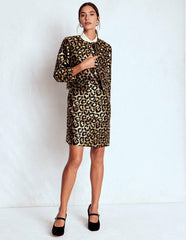 Metallic Leopard Shift Dress-Metallic Leopard / Boden us