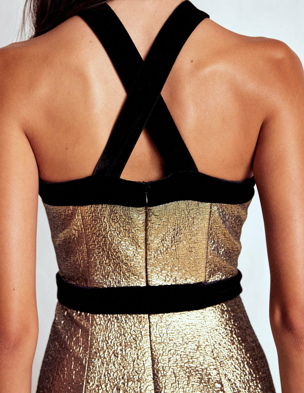 Halter Fit & Flare Gold Dress-Gold / Boden Sale
