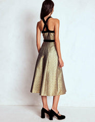 Halter Fit & Flare Gold Dress-Gold / Boden Sale