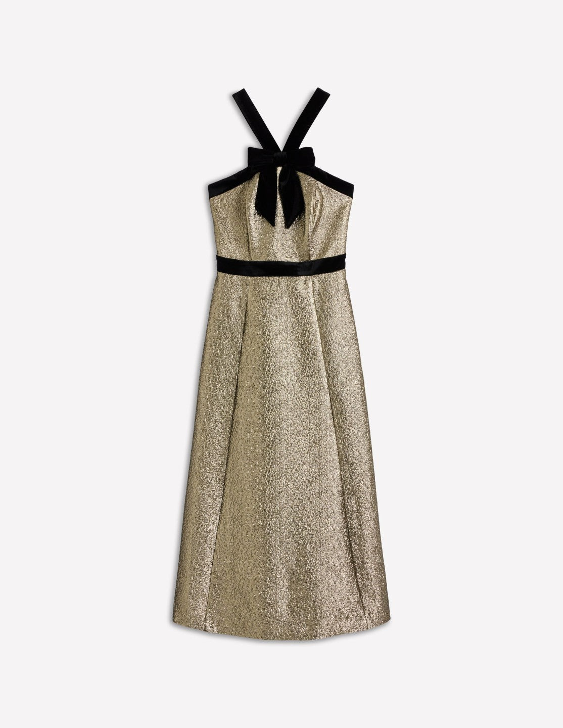 Halter Fit & Flare Gold Dress-Gold / Boden Sale