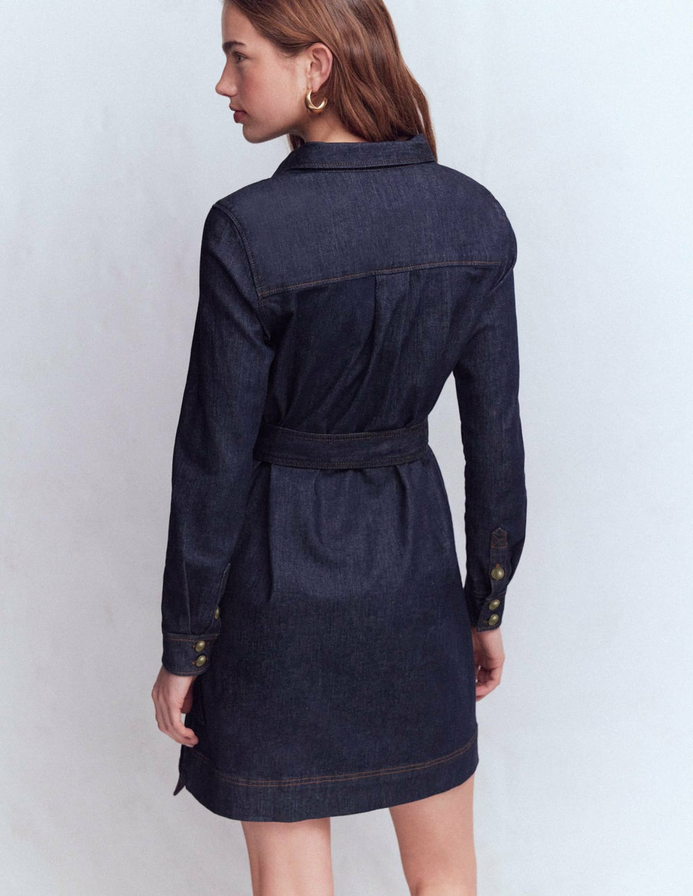 Half Placket Denim Dress-Indigo Wash / Boden Online