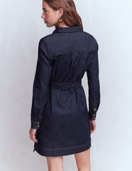 Half Placket Denim Dress-Indigo Wash / Boden Online
