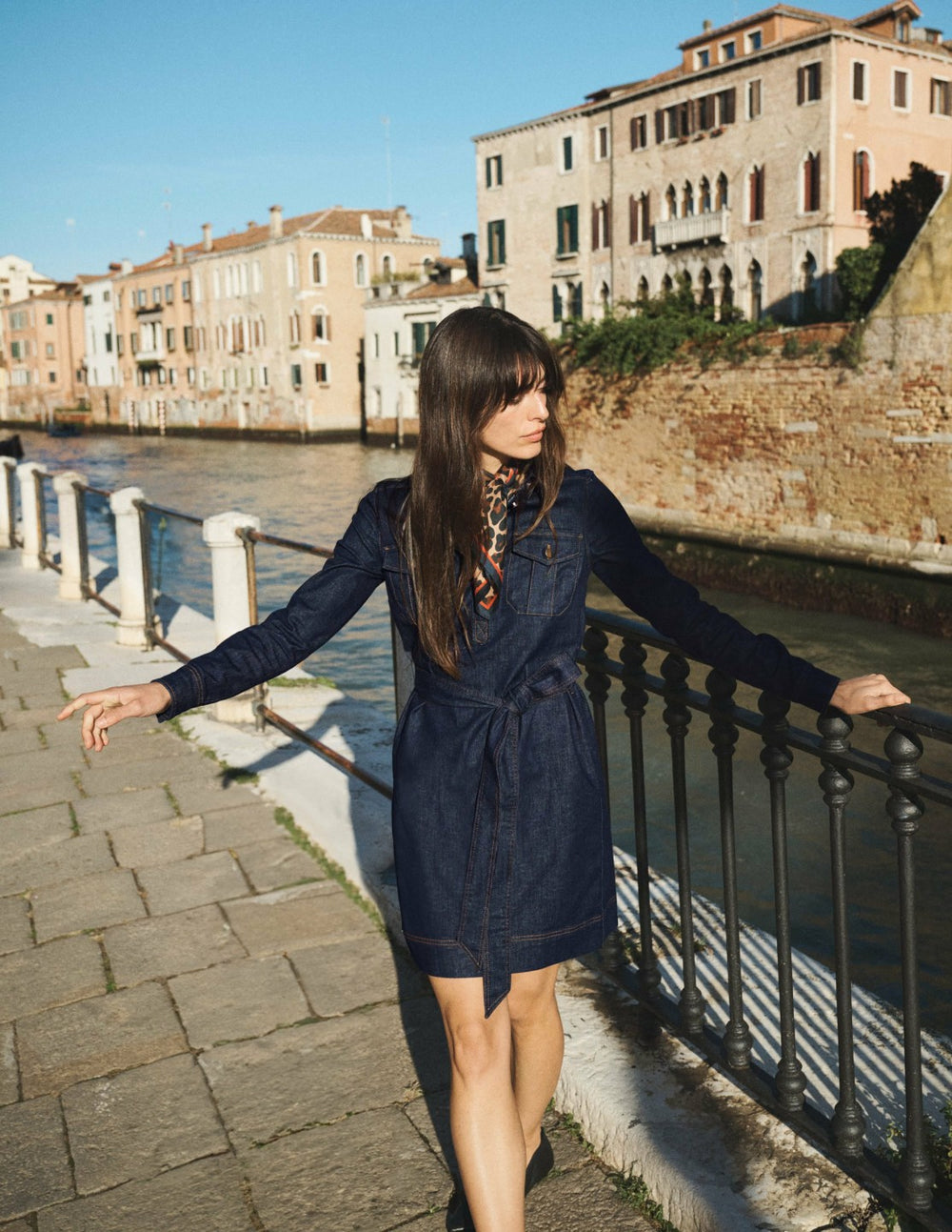 Half Placket Denim Dress-Indigo Wash / Boden Online