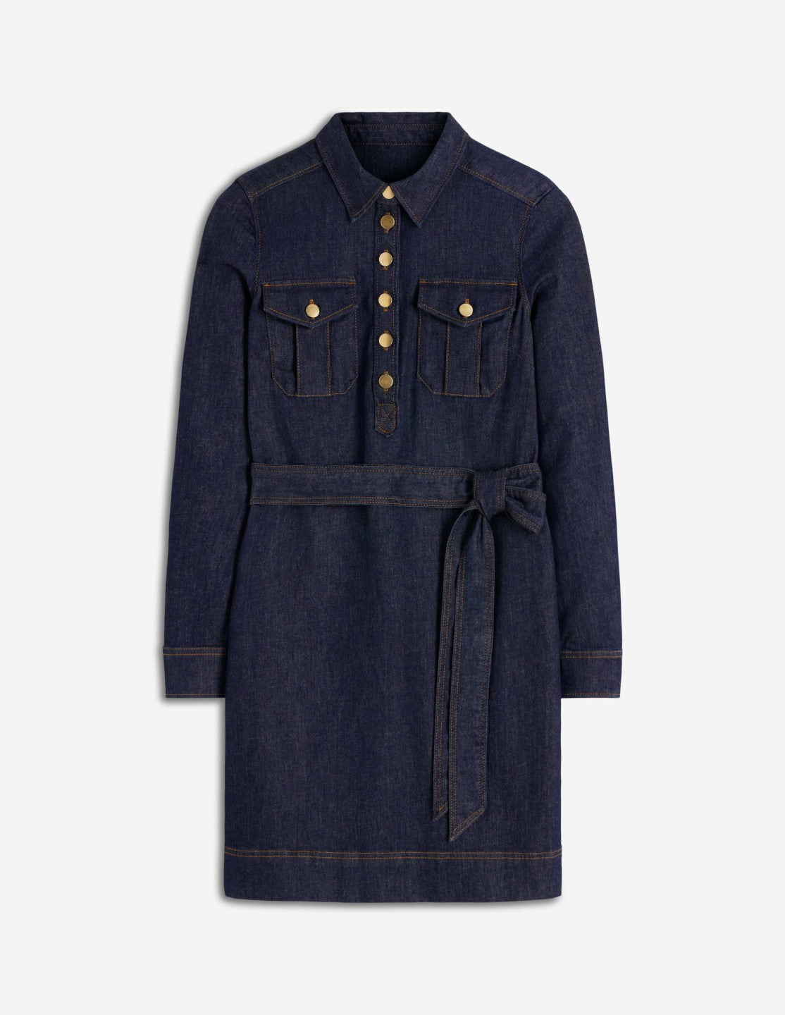 Half Placket Denim Dress-Indigo Wash / Boden Online