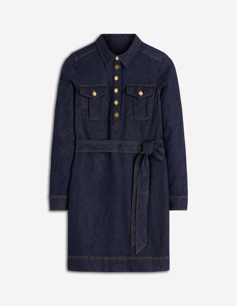 Half Placket Denim Dress-Indigo Wash / Boden Online