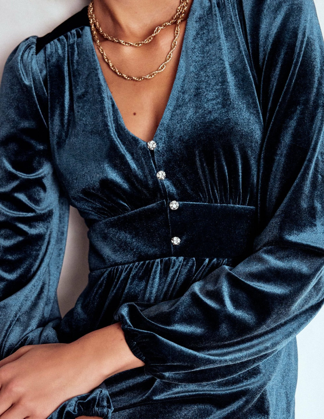 Jocelyn Short Velvet Dress-Midnight Ocean / Boden Outlet