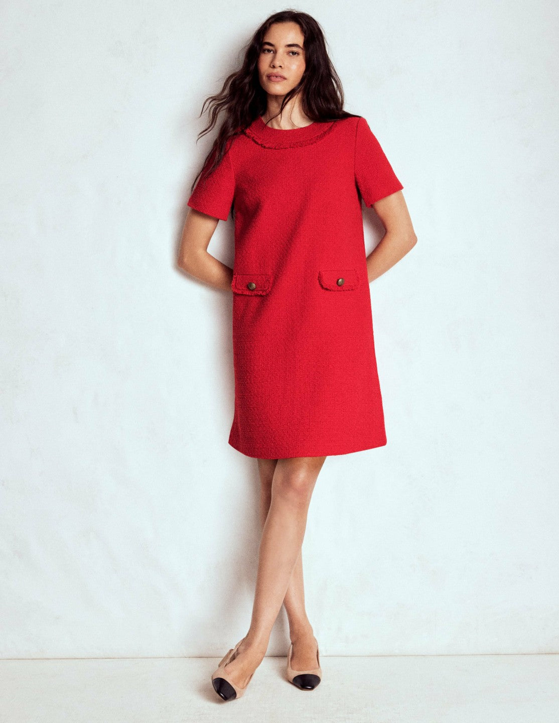 Evita Cotton Shift Dress-Poppy Red / Boden Discount