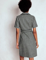 Eda Wool Shift Dress-Black Dogstooth / Boden Online