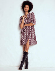 Bre Cord Short Dress-Dark Cherry, Swooping Swallow / Boden Outlet