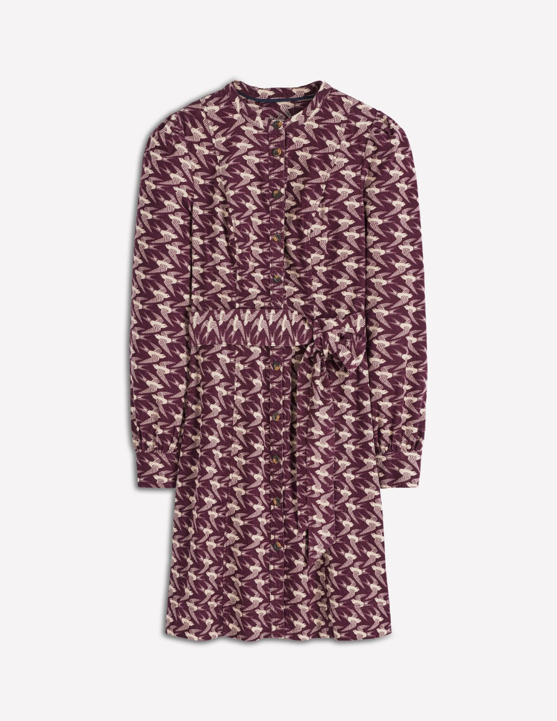 Bre Cord Short Dress-Dark Cherry, Swooping Swallow / Boden Outlet