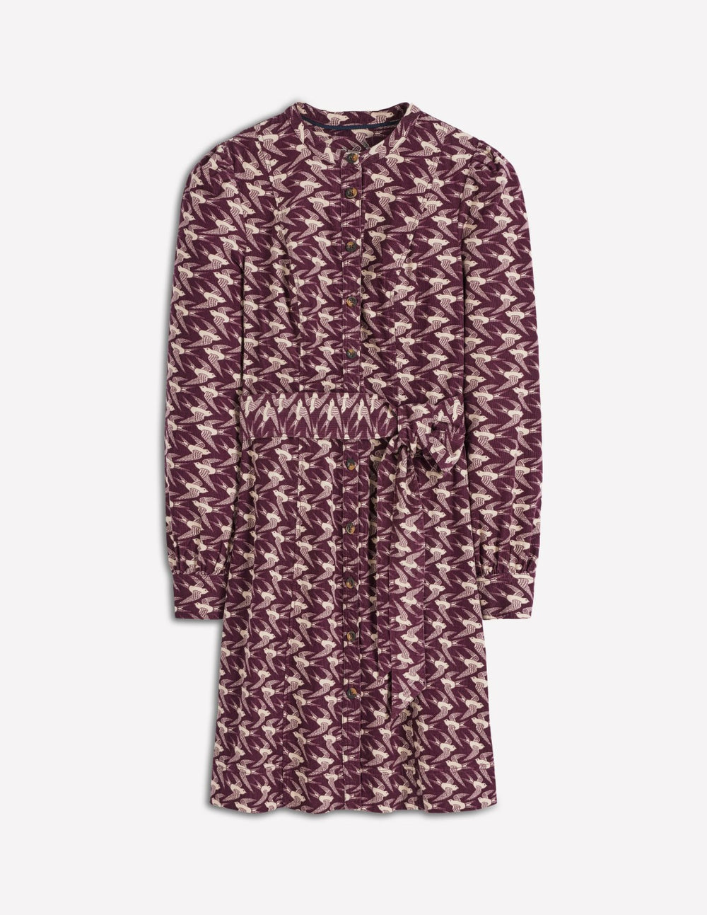 Bre Cord Short Dress-Dark Cherry, Swooping Swallow / Boden Outlet