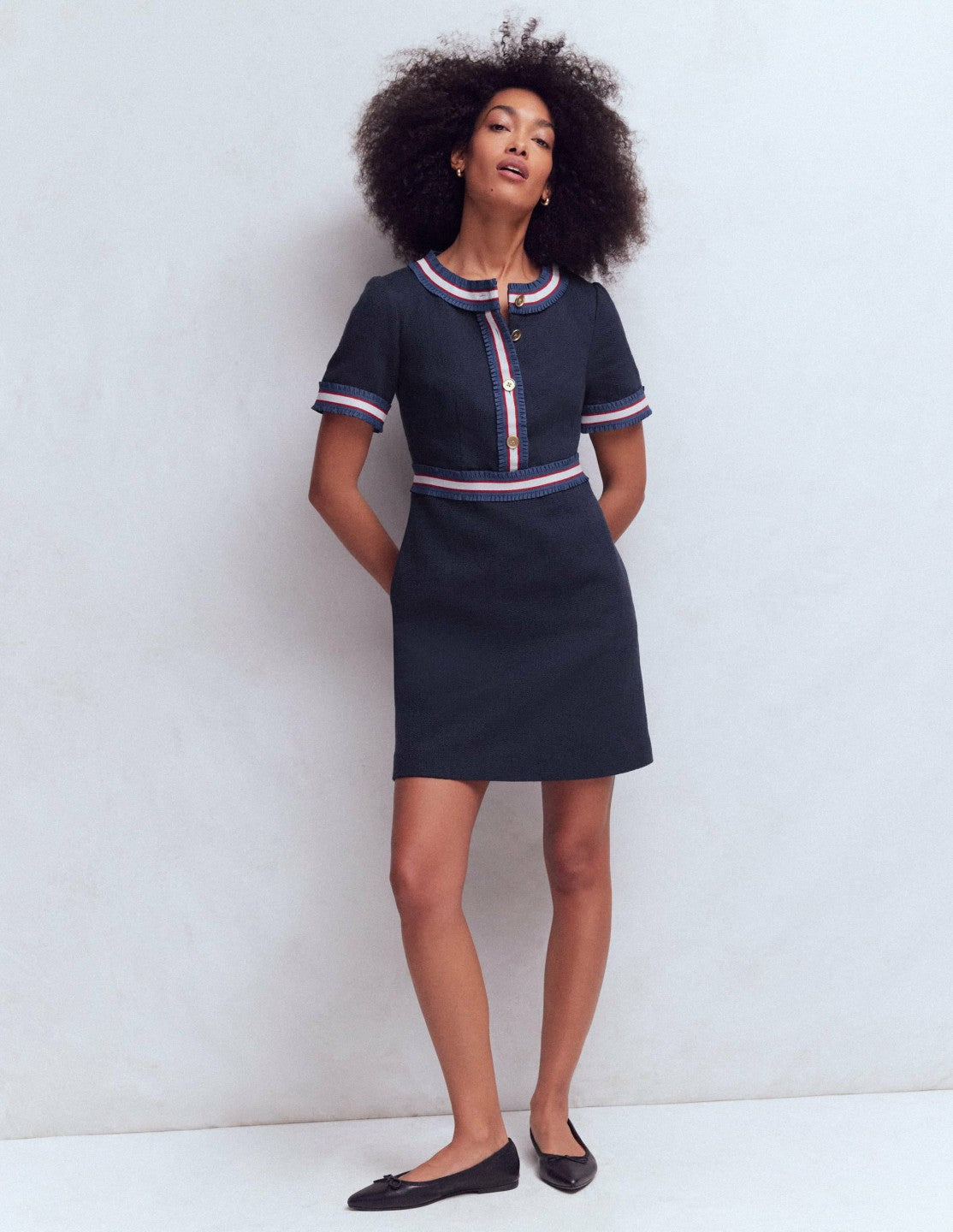 Button Short Dress-Navy / Boden Discount