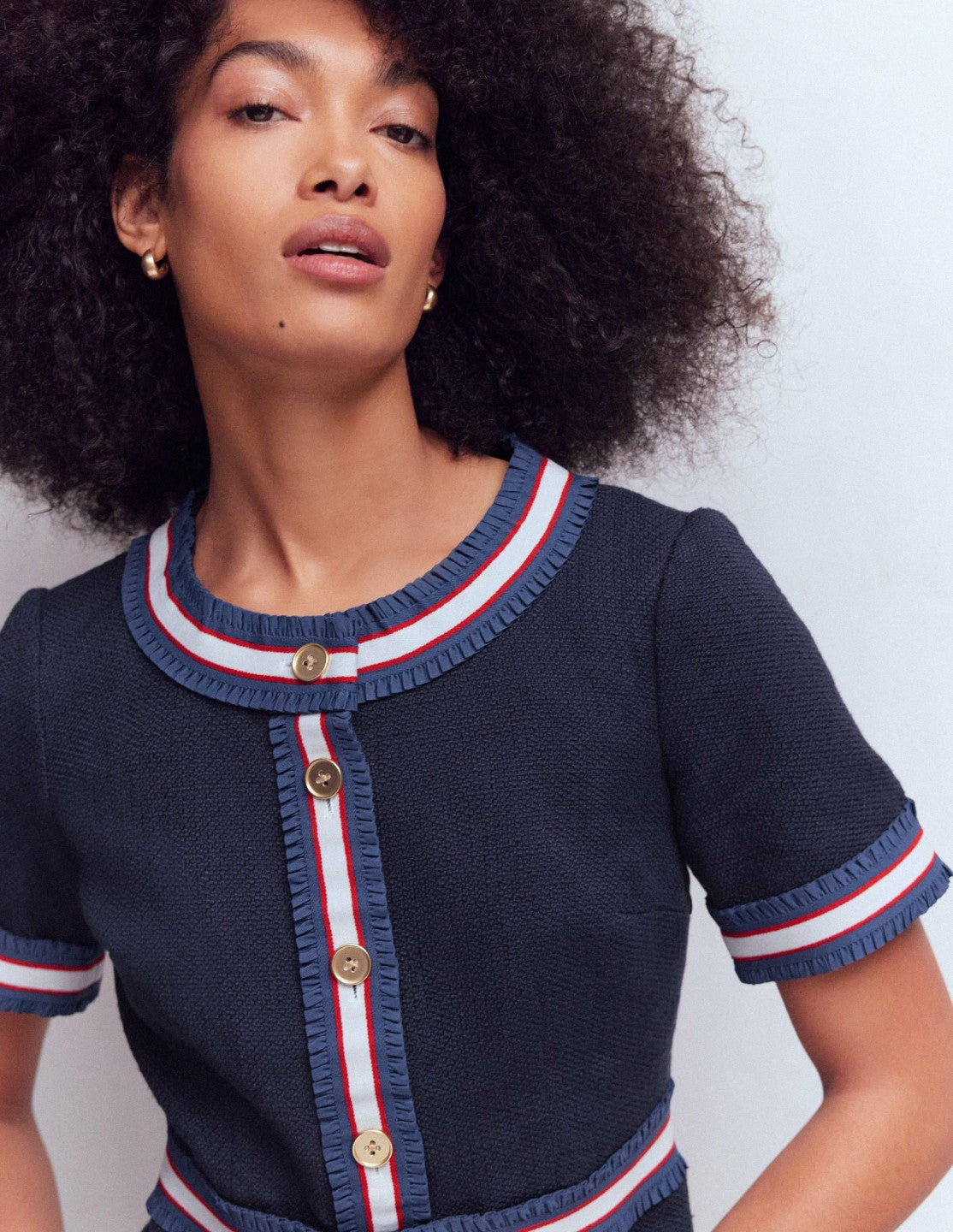 Button Short Dress-Navy / Boden Discount
