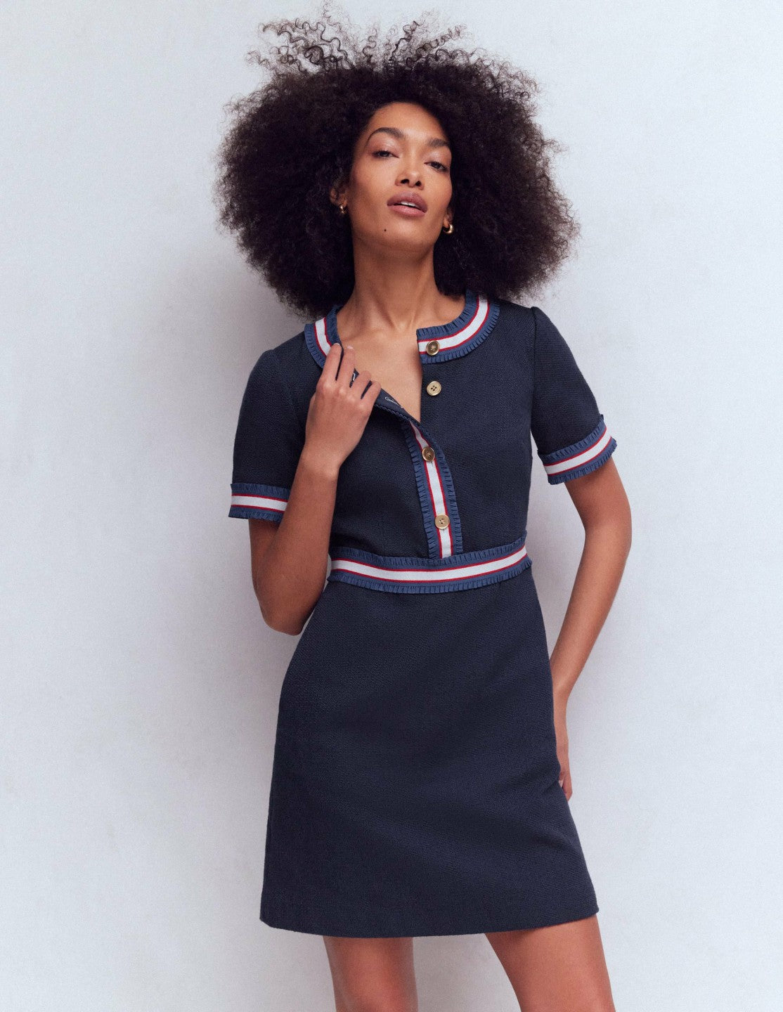 Button Short Dress-Navy / Boden Discount