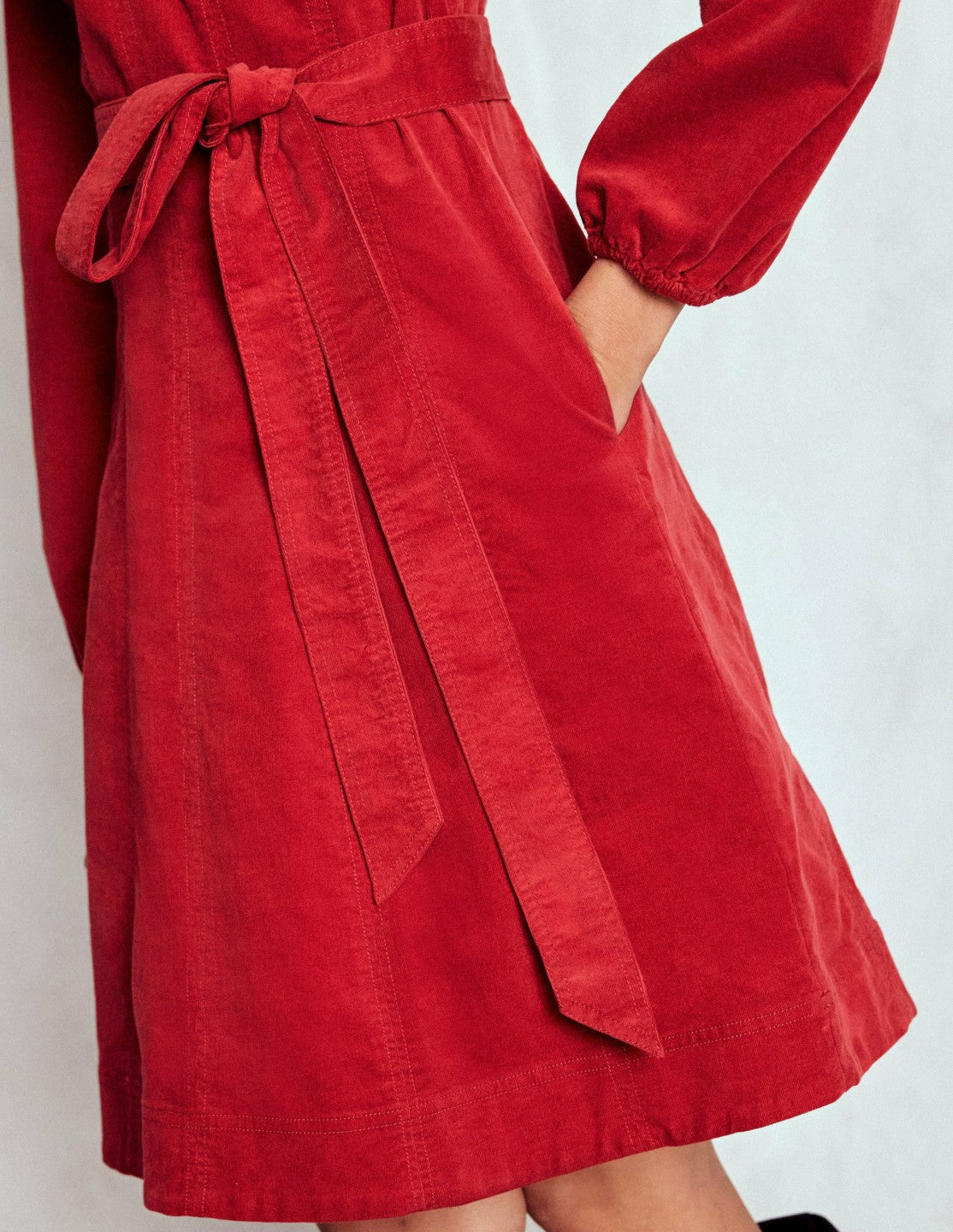 Ros Panelled Cord Short Dress-Crimson Red / Boden On sale