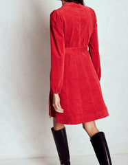 Ros Panelled Cord Short Dress-Crimson Red / Boden On sale