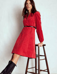 Ros Panelled Cord Short Dress-Crimson Red / Boden On sale