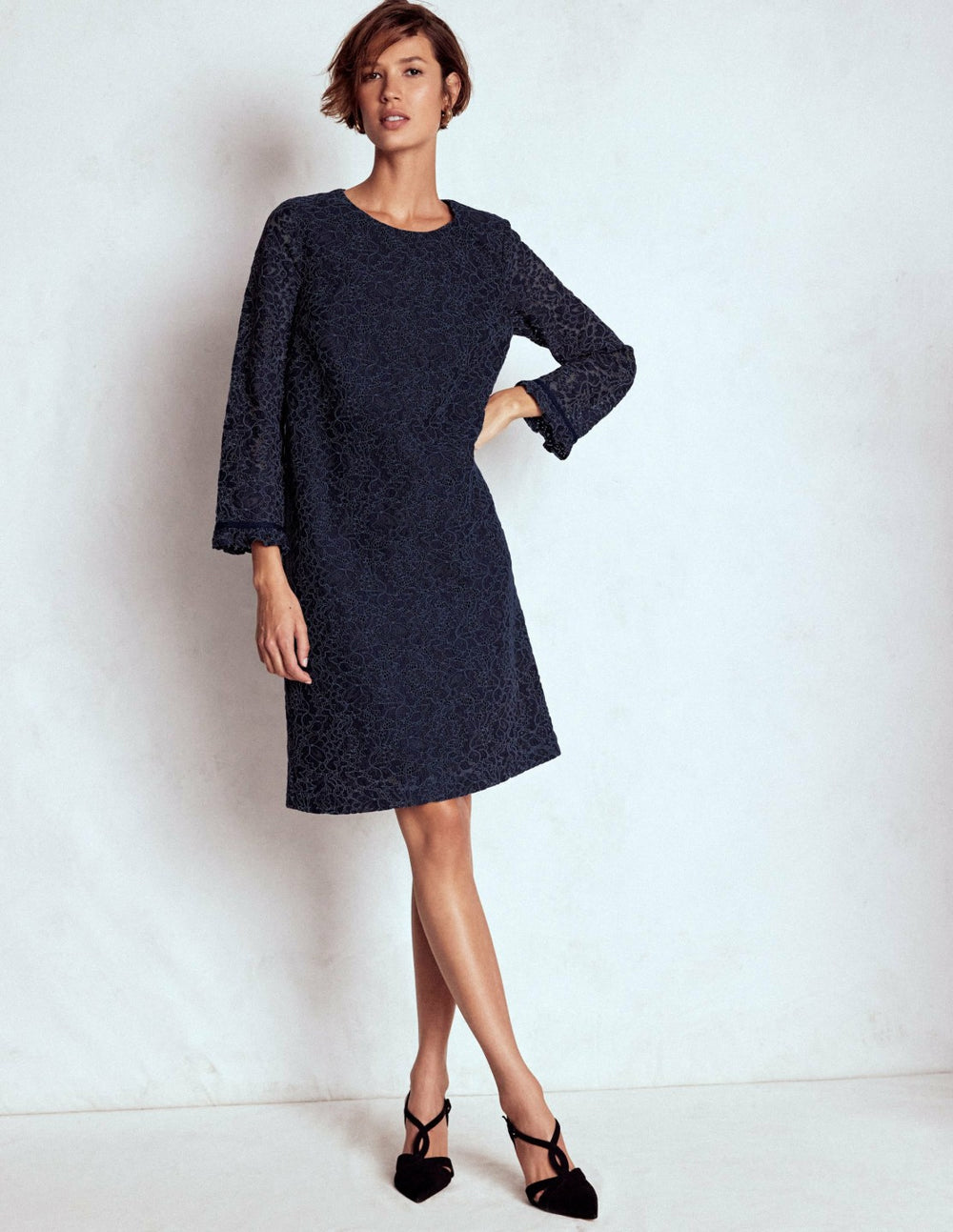Lace Occasion Mini Dress-Navy / Boden