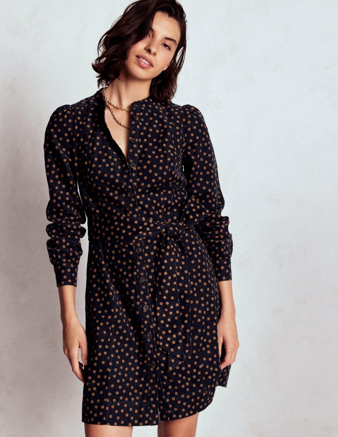 Bre Cord Short Dress-French Navy, Painted Dot / Boden Sale