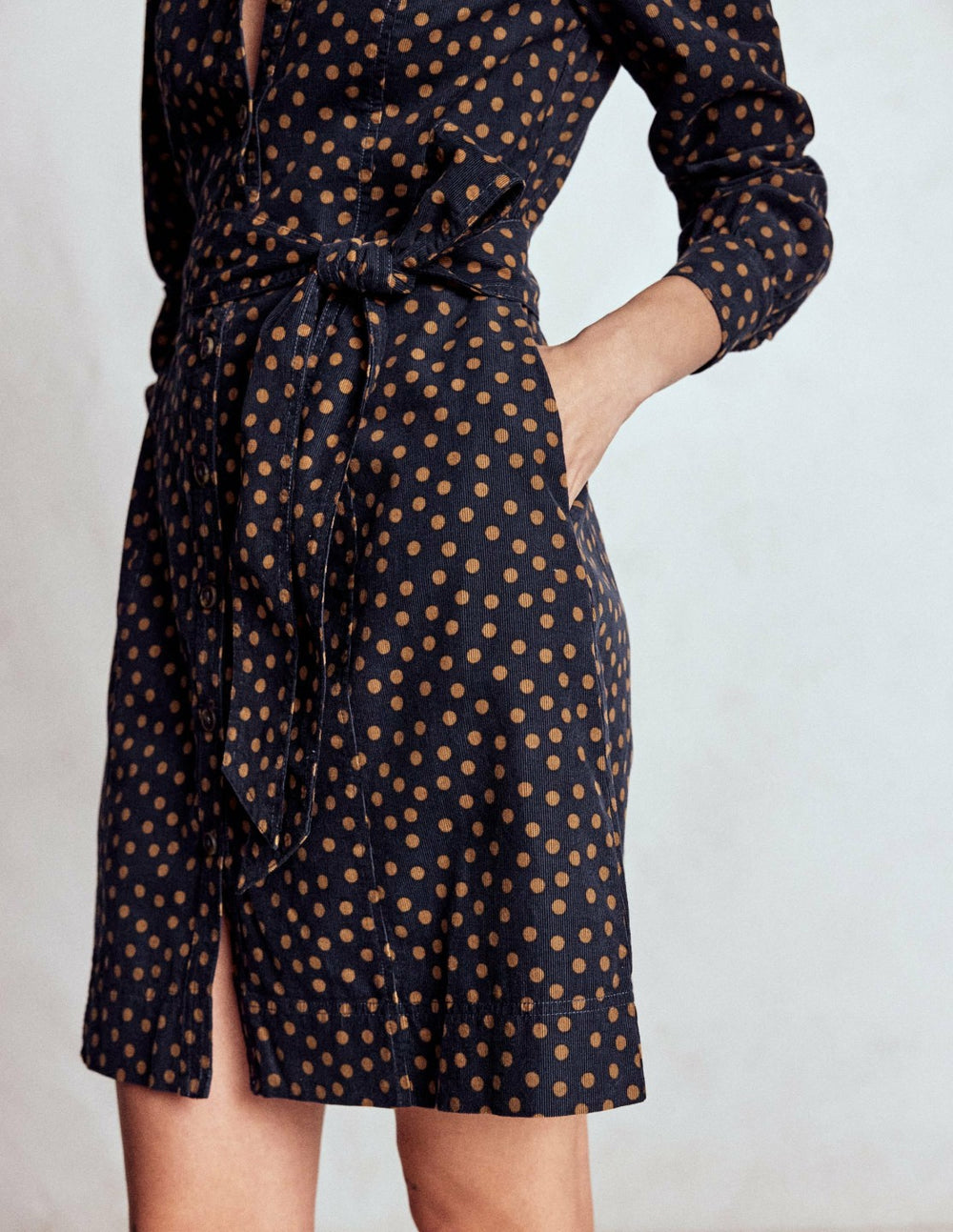 Bre Cord Short Dress-French Navy, Painted Dot / Boden Sale
