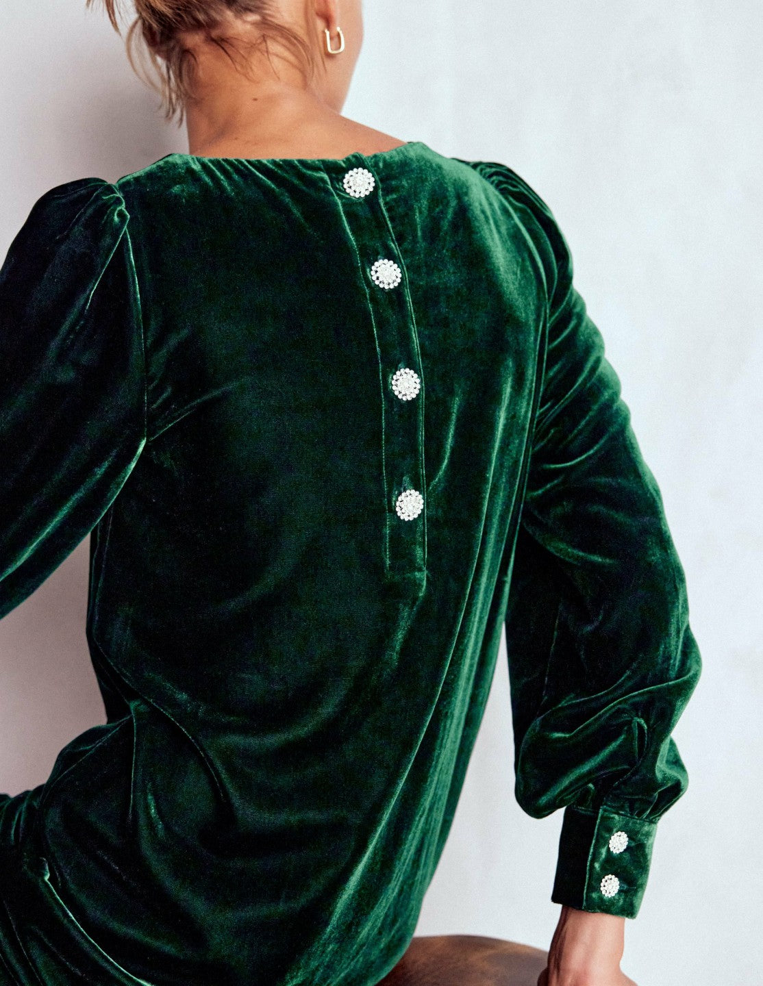 Estella Velvet Shift Dress-Emerald Night / Boden Outlet