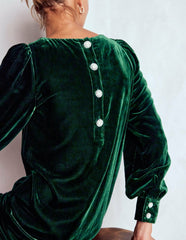 Estella Velvet Shift Dress-Emerald Night / Boden Outlet