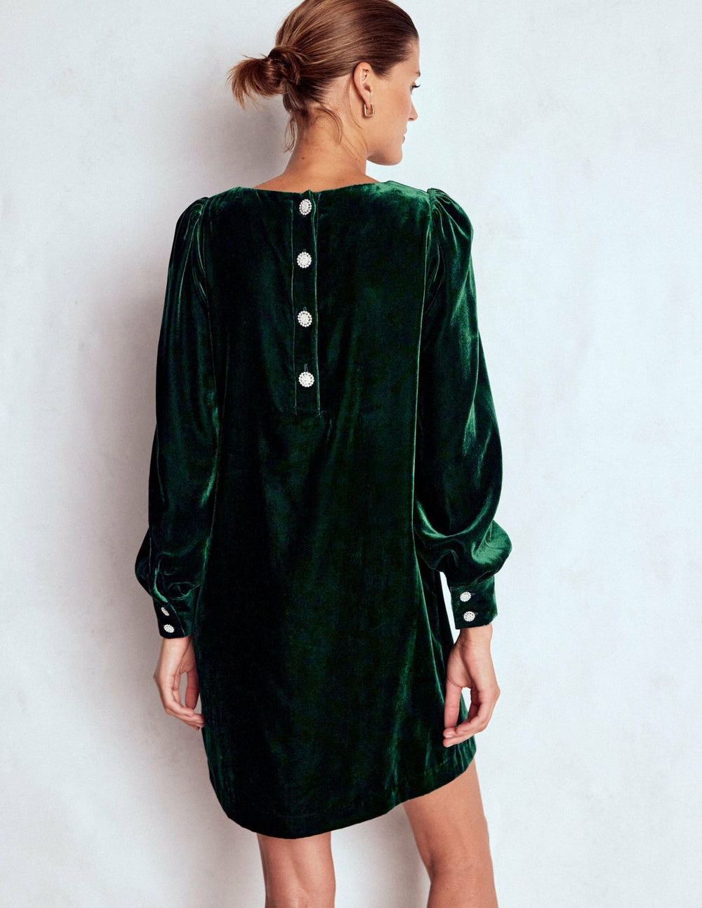 Estella Velvet Shift Dress-Emerald Night / Boden Outlet
