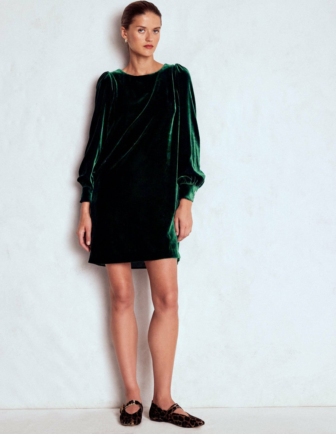 Estella Velvet Shift Dress-Emerald Night / Boden Outlet