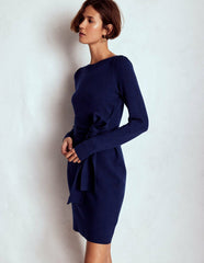 Tiana Tie Front Knitted Dress-Navy / Boden On sale