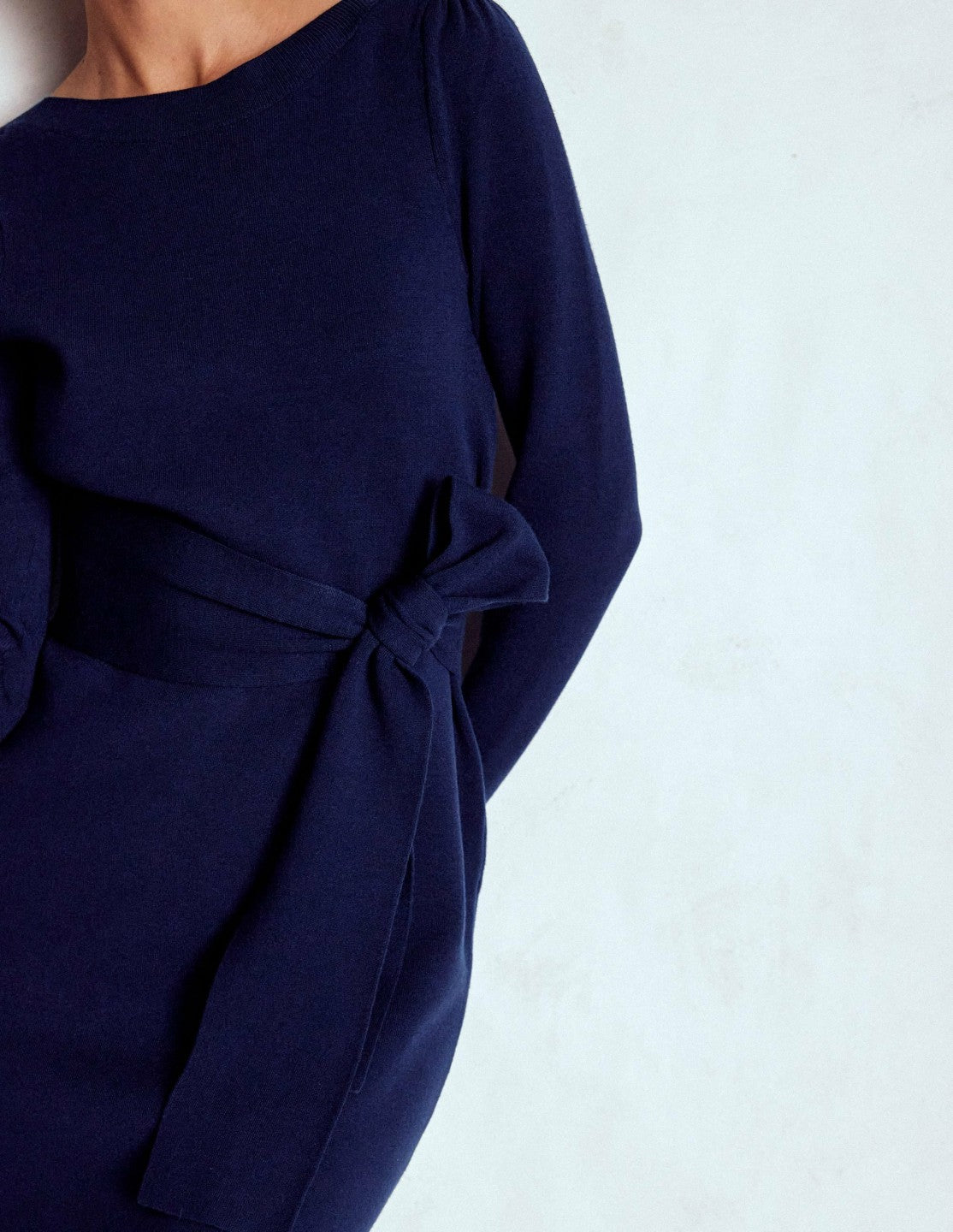 Tiana Tie Front Knitted Dress-Navy / Boden On sale