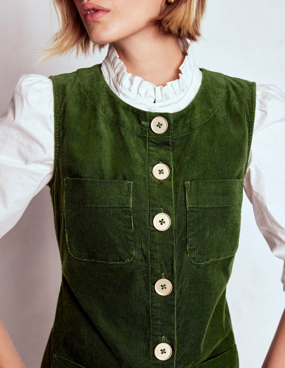 Evelyn Cord Shift Dress-Green Fir / Boden us