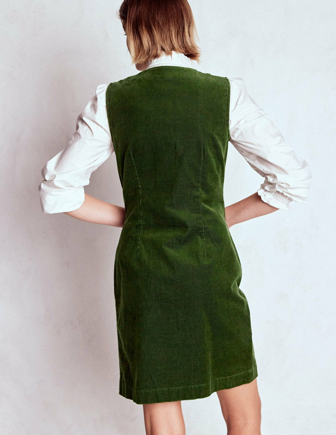 Evelyn Cord Shift Dress-Green Fir / Boden us