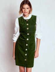 Evelyn Cord Shift Dress-Green Fir / Boden us