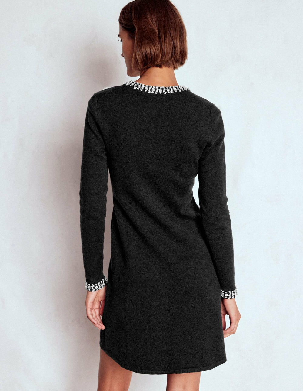 Embellished Knitted Dress-Black / Boden