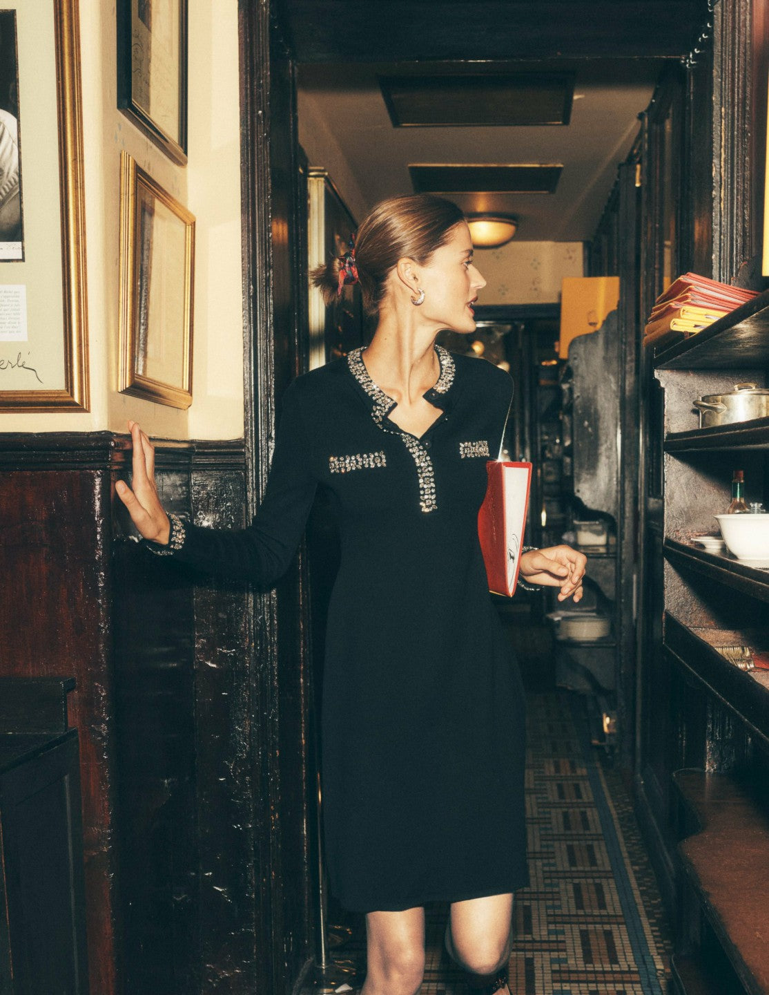 Embellished Knitted Dress-Black / Boden