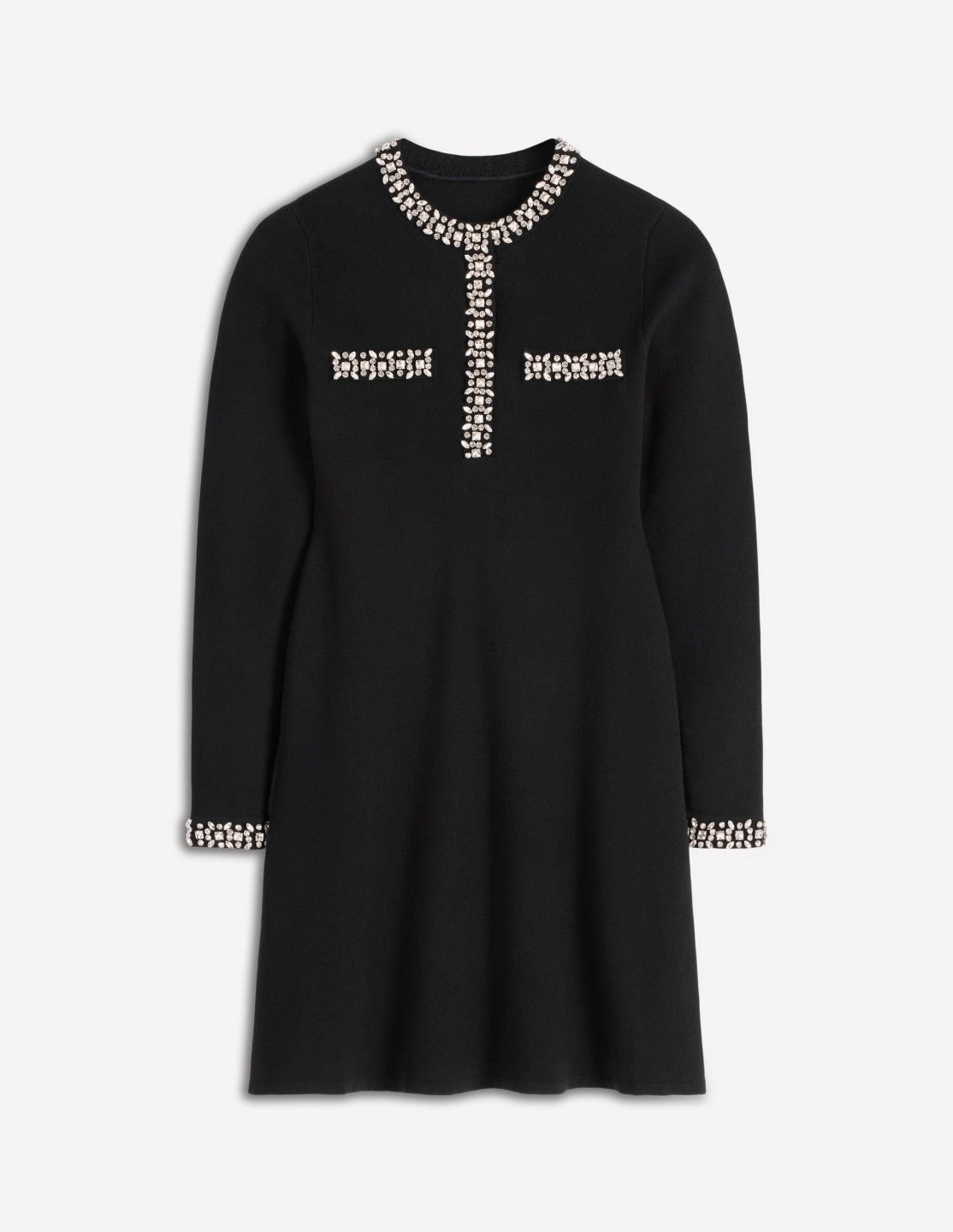 Embellished Knitted Dress-Black / Boden