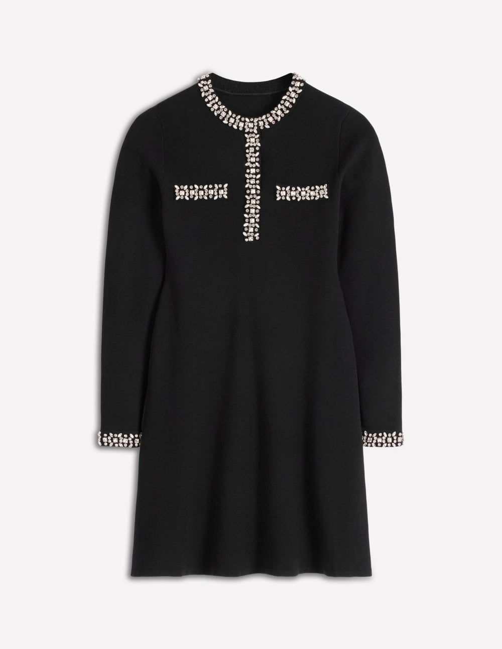 Embellished Knitted Dress-Black / Boden