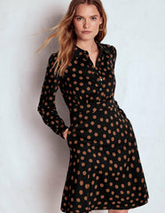 Orla Short Jersey Shirt Dress-Russet, Painted Dot / Boden Sale