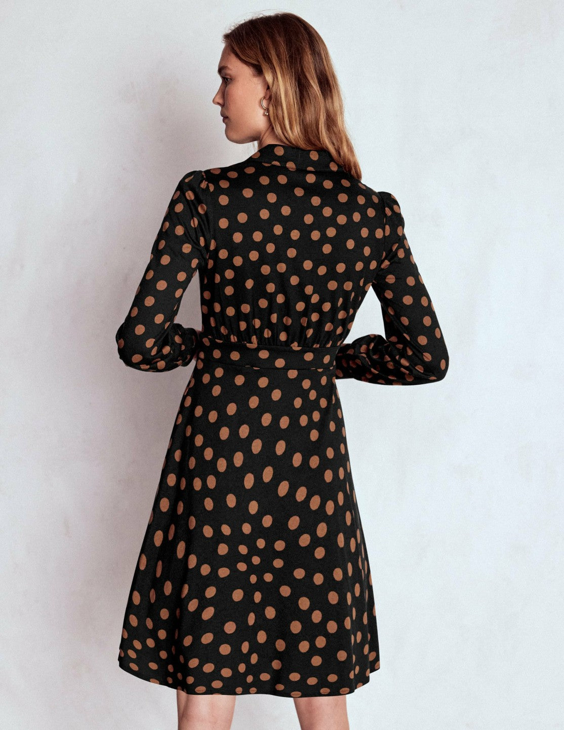 Orla Short Jersey Shirt Dress-Russet, Painted Dot / Boden Sale